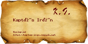 Kaptás Irén névjegykártya